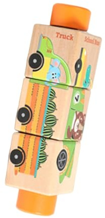 KiBcsLic Rotierender Puzzleblock Holz Twist Puzzle Greifspiel Drehbaustein Lernspiel Feinmotorik für Kinder Vorschule Konzentration Beobachtungsgabe, Transportart
