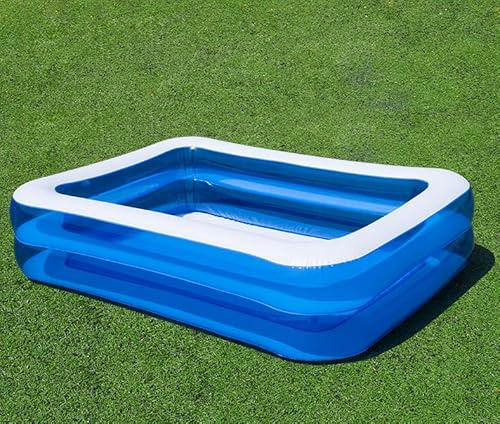 Wenleer Inflatable Family Swimming Pool For Kids and Adults - 199 × 150 × 50 CM, Easy to Inflate and Deflate, Large Rectangle Kids Paddling Pool for Family, Garden, Backyard