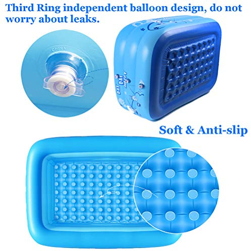 OEBUAFI Pataugeoire à Usage Domestique pour bébé Piscine Rectangulaire Gonflable Portable Non Toxique 59 X 43 X 19 Idéale pour pour Les Petits Enfants (Blue)