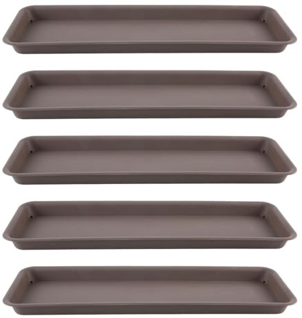 Perfeclan 5 Pièces Plateaux Plantes Soucoupes Bacs Rectangulaires Jardinières Résistants en PP pour Gestion de l'eau Convient Balcon Bureau Jardin Maison, Gris