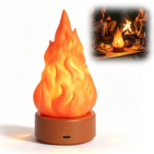 Sophisticate 3D LED Gefälschte Feuer Flamme Lampe,3 Modi Deko Flammenlampe,Flackernde Flamme Nachtlicht Für Innen Außen Kamin Schlafzimmer Schreibtisch Garten Hof Outdoor Camping