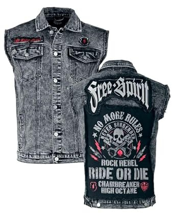 Rock Rebel by EMP Herren schwarze Weste mit Acid-Wash XL
