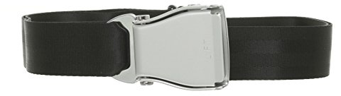 Flyingbelt Airline Seatbelt Gürtel, 110 cm, schwarz/silber, Metall