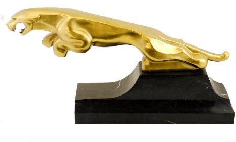 Kunst & Ambiente - Legendäre Kühlerfigur der Marke Jaguar - Leaper - Bronzefigur - signiert von Milo - Panther Skulptur Art Deco - Luxus Deko Figur in Bronze