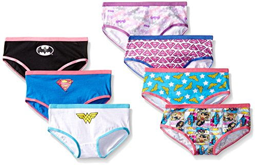 DC Comics Handcraft Little Girls' Justice League Hipster Underwear (Pack of 7), Assorted, 6