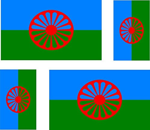 Akachafactory 4 x Autocollant Sticker Voiture Moto Valise pc Portable Drapeau roms