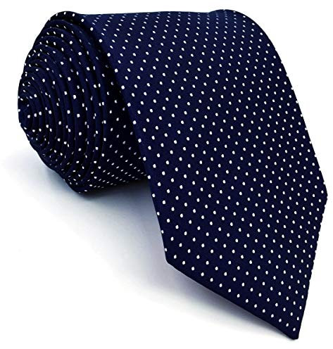 S&W SHLAX&WING Dünne Herren Krawatte Navy Blau Weiß Punkte Seide 6cm