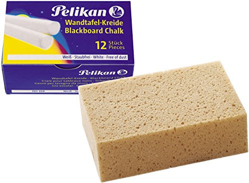 Pelikan Wandtafel-Kreide, staubfrei, rund (1 × weiß mit Schwamm)