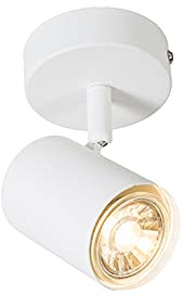 Qazqa - Modern Moderner, neigbarer Deckenstrahler weiß - Jeana I Wohnzimmer I Schlafzimmer - Stahl Rund - LED geeignet GU10