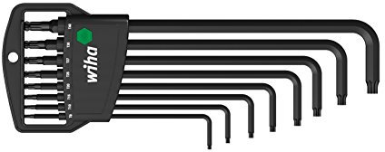 Wiha Stiftschlüssel Set im Classic Halter TORX® Kugelkopf, schwenkbar für schwer zugängliche Bereiche, 8-tlg. brüniert in Blister (32395)