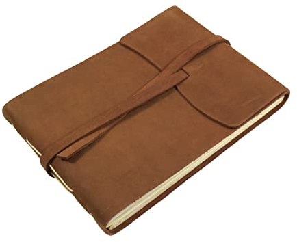 Rustic Genuine Leather Photo Album with Gift Box - Scrapbook Style Pages - Holds 60 4x6 or 5x7 Photos by Rustic Ridge Leather