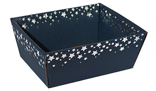 Weinkarton24 10 Stück Präsentkorb Sternenregen Saphir (blau) klein, Geschenkkorb aus Wellpappe