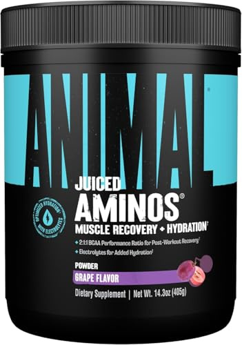 ANIMAL Juiced Aminos Grape – EAA & BCAA Powder for Muscle Regeneration & Recovery – Caffeine-Free Amino Acid Supplement for Fitness, Bodybuilding & Intensive Training, 405 g