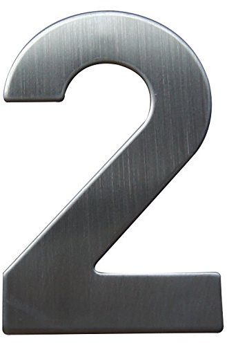 Alpertec Hausnummer 2 Edelstahl satiniert inklusive Schrauben und Dübeln, Höhe 120 mm, 35150021K1
