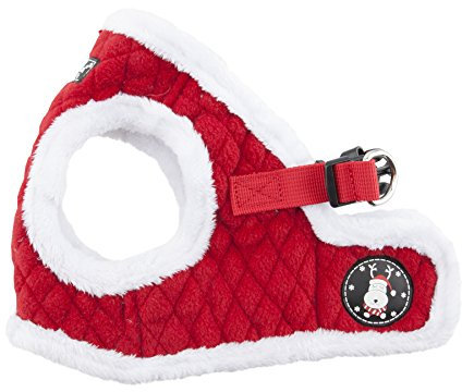 Puppia Weihnachtsgeschirr - Weiches Westengeschirr für Weihnachten -Geschirr für kleine und mittelgroße Hunde - Rot Kariert, S, PAQD-AH1470-RD-S