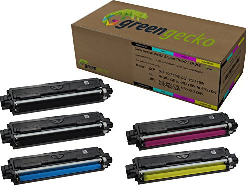5er Set Toner ersetzen Brother TN-242 / TN-246 passend für Brother DCP-9015 9017 9020 9022 HL-3140 3142 3150 3152 3170 3172 MFC-9330 9332 9335 9340 CDN CDW 5 Patronen (2xschwarz, 1x cyan magenta gelb)
