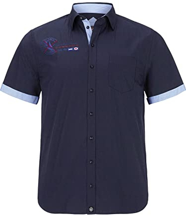 Jan Vanderstorm Herren Hemd Fynnjard | kurzarm mit Kentkragen, einfarbig mit Kontrast-Details | maritimes Freizeithemd | 100% Baumwolle | große Größen L-7XL