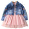 Yao 2-6 Ans Ensemble de vêtements pour Filles Printemps Automne Veste en Jean pour Enfants et Robe à Manches Longues 2 pièces(Rose,2A)