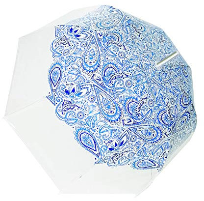 SMATI Paraguas largo transparente forma de campana muy solido con su apuerta automatica(Azul Cachemira)