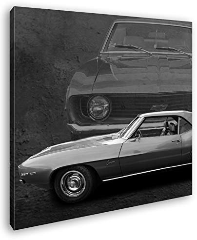 deyoli grüner Ford Chevy Format: 70x70 Effekt: Schwarz&Weiß als Leinwandbild, Motiv auf Echtholzrahmen, Hochwertiger Digitaldruck mit Rahmen, Kein Poster oder Plakat