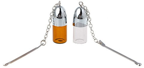 Portable 36mm Mini Metal Snuff Bullet Rocket Snorter Glass Vial with Spoon, Random Color