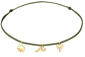 Elli Fußschmuck Damen Fußkettchen Palme Welle Sonne Boho mit Nylon Band in 925 Sterling Silber