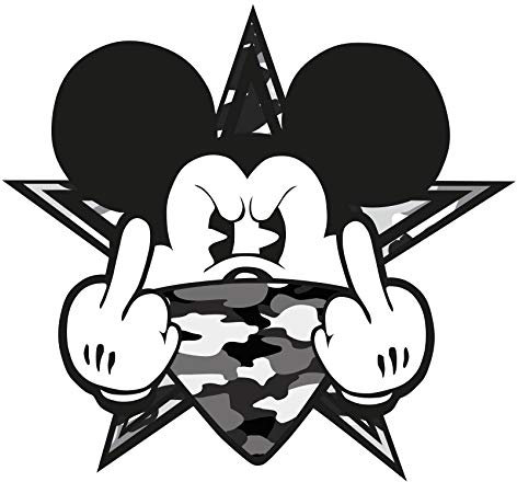 Finest Folia 2 Stück Aufkleber Gangster Mouse Sticker Autoaufkleber Maus Stinkefinger Mittelfinger für Auto Tankdeckel Heckscheibe Laptop Kühlschrank R109 (Nr. 4 Schwarz Weiß)