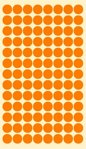 bsb Etiketten - Mehrzwecketiketten - 4 Stickerbögen in 7,8 x 12,5 cm - neonorange Punkte mit 8 mm Durchmesser - Markierungspunkte zum Organisieren und Beschriften