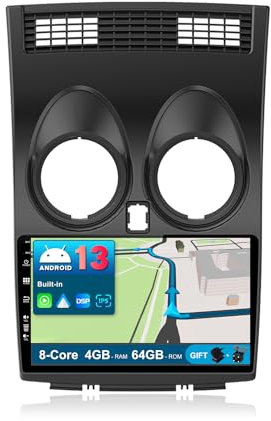 JOYX Android 13 Autoradio Passt für Nissan Qashqai J10 (2006-2015) - [4G+64G] - Eingebaut DSP/Carplay/Android Auto - LED Rückfahrkamera KOSTENLOS - IPS 9 Zoll - Mit Lenkradsteuerung 4G WiFi BT5.0 DAB