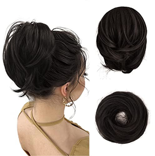 BARSDAR Haarteil Hair Extensions Haarknoten-Pferdeschwanz-Verlängerung,Gerades synthetisches Haarteil, kurzes Pferdeschwanz-Brötchen, Haarschmuck einfach Scrunchie für Frauen 4# Dunkleres Braun