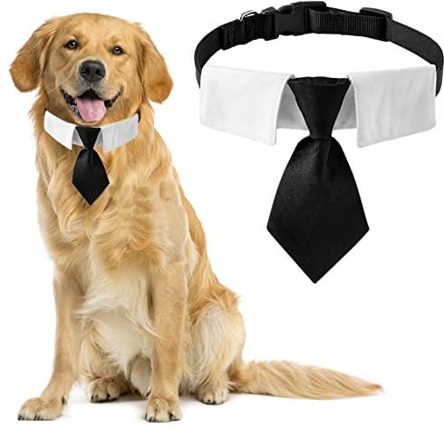 HACRAHO Hunde-Krawatte, 1 Packung Hunde-Smoking-Halsband mit schwarzer Krawatte, verstellbares Hundehalsband mit Schnellverschluss-Schnalle (L)
