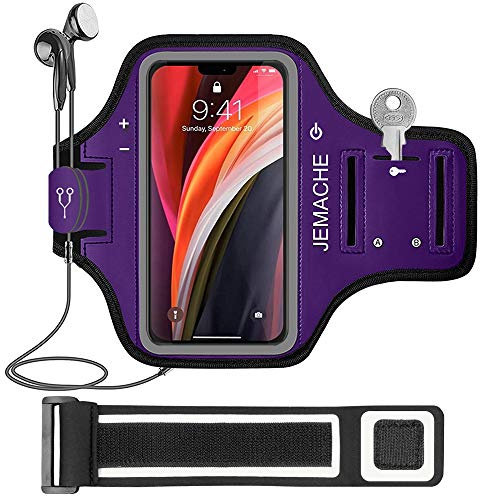 iPhone 13 mini, 12 mini Armband, JEMACHE Water Resistant Gym Sports Workouts Running Arm Band Case for iPhone 13mini,12mini (Purple)