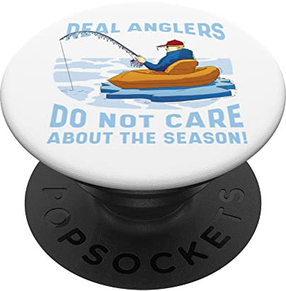 Mann beim Angeln im Winter Echte Angler PopSockets mit austauschbarem PopGrip