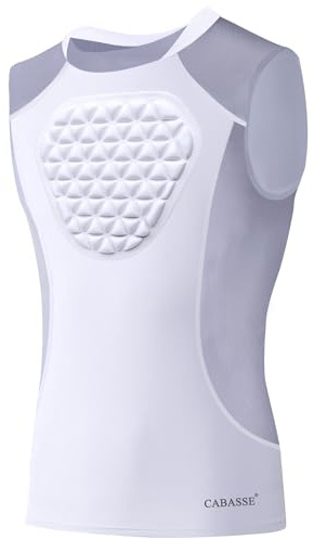 Cabasse Youth Chest Protector, Heart-Guard/Sternum Protection Shirt for Baseball, Football, T Ball, Lacrosse & Goalies (Medium, White Grey)