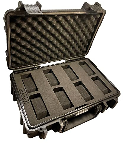 RENITOR Watch Carry Case Travel Storage Box | ABS Ultimate Protection Waterproof Shockproof | Fits All Wristwatches & Smart Watches up to 60mm | Cleaning Cloth Included | Black (8)