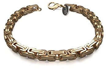 Fly Style Byzantiner Königskette Gold Edelstahl - Königsarmband Armband Herren 18 Karat vergoldete Kette - 6mm breit, 25cm lang