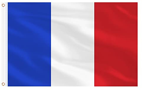 Ahfulife 2pcs Bandiera Francese, 150 x 90cm - per la Parata della Giornata Nazionale della Bastiglia, Fori in Ottone Bifacciali, Decorazione di Coppa Europa (2 Pcs, Francia)