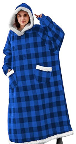 iyoimono Hoodie Decke für DamenHerren Flanell Fleece Oversized Weich Pullover Sweatshirt Kuscheldecke Flauschige Sherpa TV-Decke mit Ärmeln Übergroße Kapuzen Pullover Tragbar Ganzkörperdecke