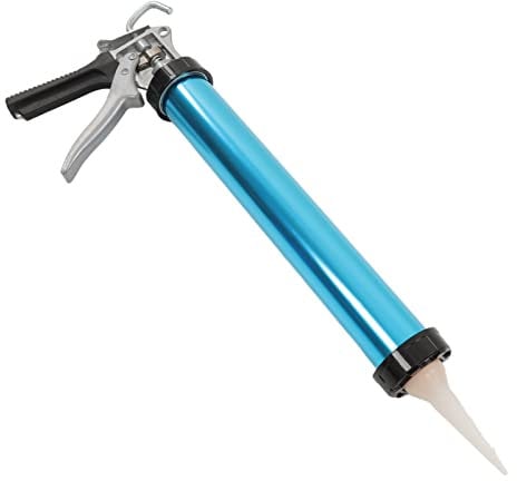 CHICIRIS Dripless Caulking Gun, Manual Silicone Gun, Aluminum Caulk Gun, with Tapered Rubber Tube, Caulking Tool (Blue)