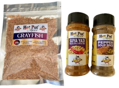 Hot Pot Africa Crayfish, Pepper Soup Spice seasoning & Suya| Barbeque Spice Mix - Hot Chilli