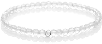 BERGERLIN Bergkristall Armband echt mit 925 Sterling Silberperle - facettierte Perlen - Größe XS