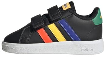 adidas Jungen Unisex Kinder Grand Lifestyle Hook and Loop Shoes Tennisschuhe, Core Black/Lucid Blue/Court Green, 26.5 EU