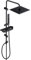 Görbach Columna Ducha sin Grifo Negra Columna de Hidromasaje Set Ducha Completo Acero Inoxidable 304 Barra Altura Adjustable con Alcachofa Ducha Mano,Estante y Cabezal Lluvia 20x20cm