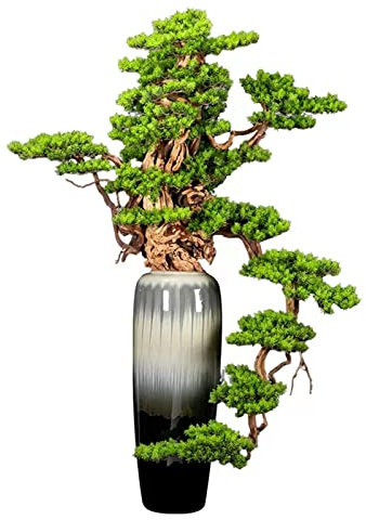 Künstliche Bäume Zypressen Willkommen Kiefer Bonsai Groß Künstlicher Bonsai Baum Innen Grün Simulation Willkommen Kiefer Bonsai Baum Wohnzimmer Büro Dekor Gefälschter Baum mit Keramik Vase Home