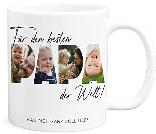 Papa Tasse mit Fotos personalisiert Bester Papa der Welt Kaffeebecher Vatertag Vatertagsgeschenk Geschenk Fototasse für Vater