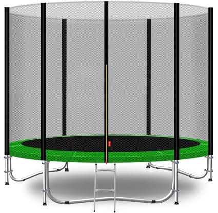 Baunsal® Trampolin Outdoor Ø 244 cm (EXD) hellgrün als Komplettset mit Federabdeckung, Sprungmatte, Netz und Leiter - Gartentrampolin Spielzeug für Kinder