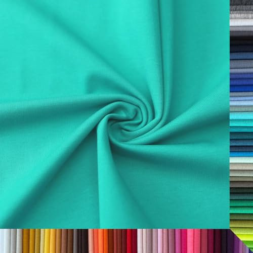 Jersey Stoff Uni - Hochwertiger Baumwolljersey - Meterware, 220g/m², Öko-Tex Standard 100 - Jerseystoffe ab 25 cm Länge Farbe Mint