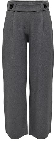 JDY Geggo - Pantalón Largo Plisado JRS Noos para Mujer, Gris Medio Melange/Detalle: Botones Negros, 60