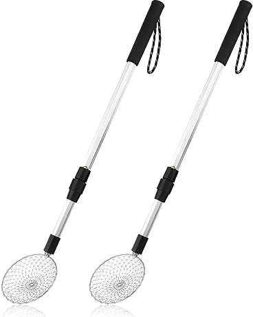 KINBOM 2pcs Tamis à Sable, Multifonctionnel Pelle Sable Plage avec 54-83 cm Poignée Réglable Extra Longue Pelle à Litière pour Chats de Compagnie pour Collecter Coquillage (Tête de Cuillère 11cm)