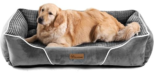 YITAHOME Hundebett für Hunde mittlerer und großer Größe, Hundekissen,Hundebetten, 89x64cm, rutschfeste Unterseite Hundesofa,grau